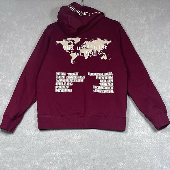 DNA Premium Sweatshirt Mens Size Medium Maroon “World Wide" Hoodie